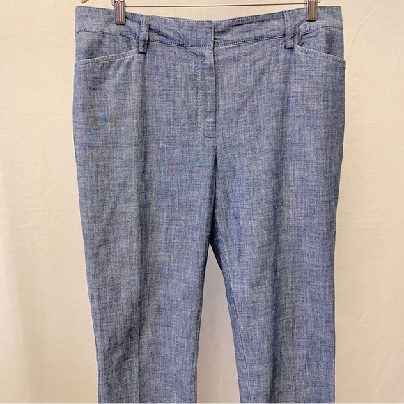 Lands End 12 Mid Rise Slim Leg Womens Pants Heathered Blue 100% Cotton - Picture 3 of 13
